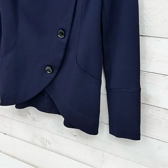 White House Black Market Fitted Knit Blazer • Navy Blue • Sz 8 • EUC - Picture 9 of 13